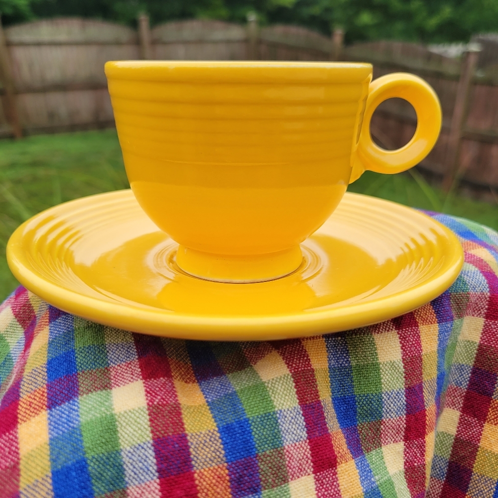 Vintage Yellow Fiesta Tea Cup & Saucer ~ Fiestaware ~